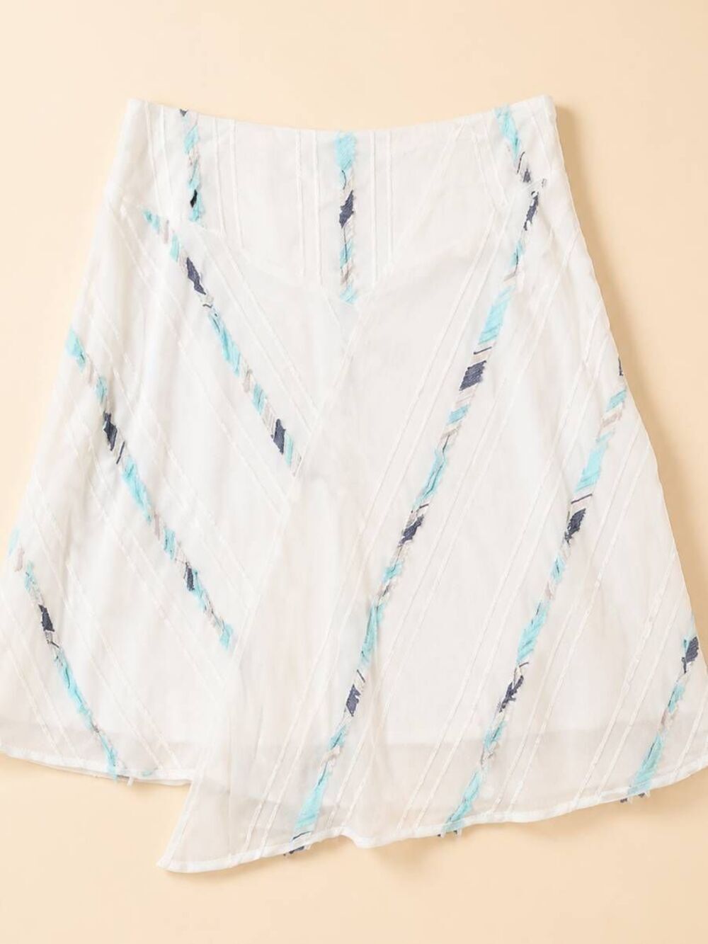 🔺️Roxy White Asymmetric Gauzy Fully Lined Skirt Small